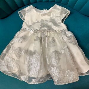 Rare Editions Baby Girl's Glamorous Metallic Foiled Floral Dress Size 3-6M